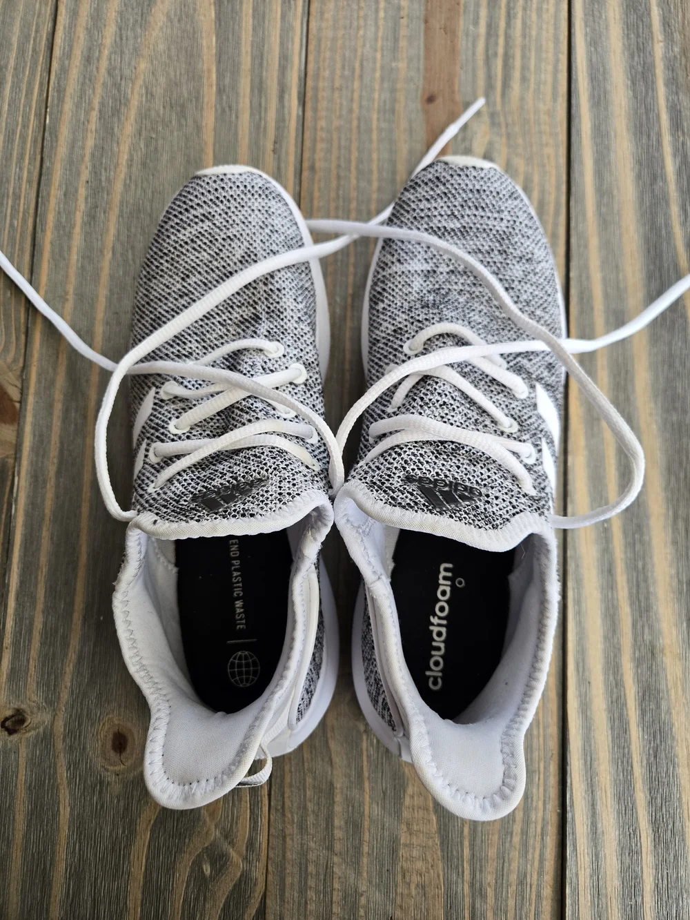 Adidas Cloudfoam Pure Athletic Sneakers IF3393 Cloud White/Core Black Women Sz 8